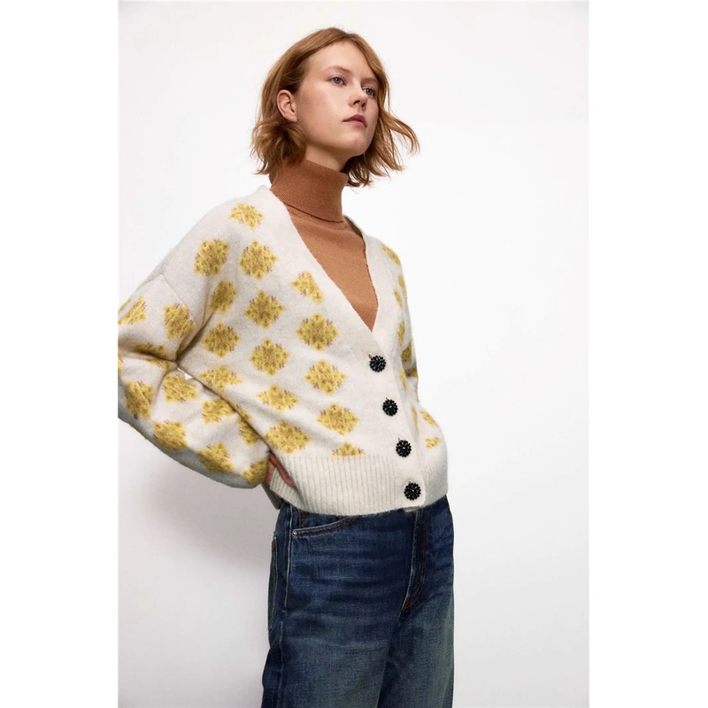 Cashmere Fashion Cardigan Sweater Women Custom Winter Oversized Jacquard Womens Sweater – Women Clothes and Clothing price|S