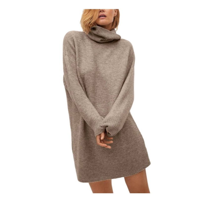 Cashmere Sweater Dress for Woman Wool Knitwear Turtleneck Straight Long Sleeve Oversized Pullover – Knitwear and Shein Clothes price|S