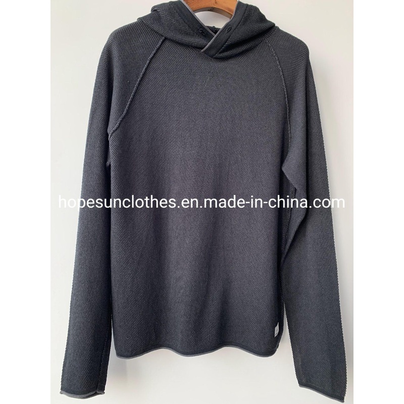 China Factory Men Jacquard Hooded Raglan Sleeve Cotton Pullover Knitwear Sweater – Sweater and Knitwear price|S