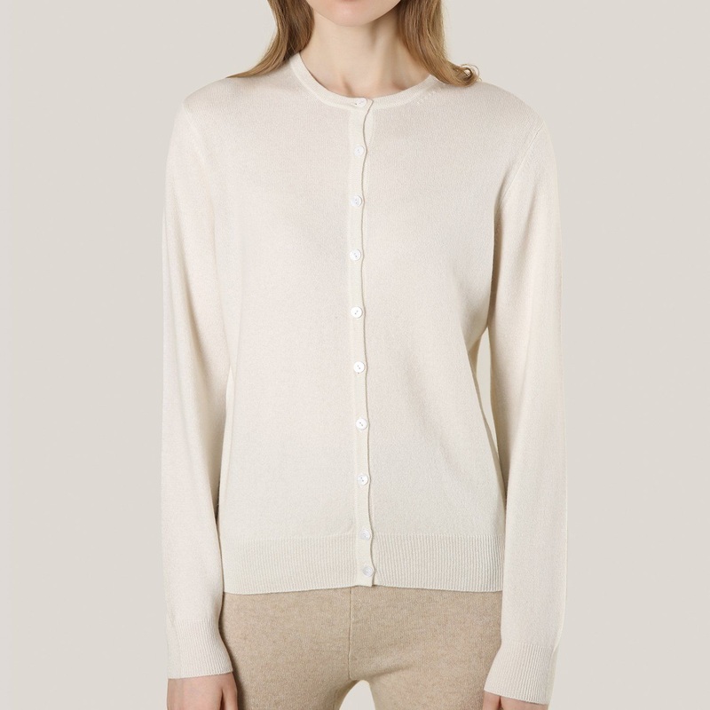 Crew Neck White Button Cardigan – Cashmere Cardigan and Women Sweater price