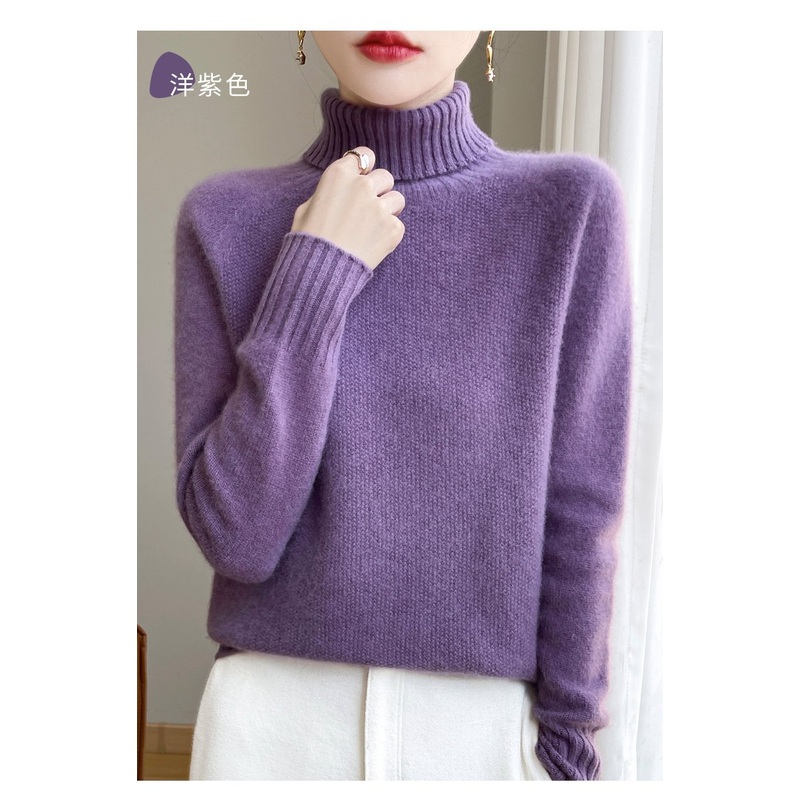 High Collar Pile Collar Thicken Long Sleeve Women Wool Autumn Winter Sweater Classic Fashion Lady Top Pullover Clothing – White and Black price|S-XXXL,Customizable