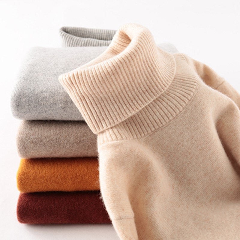 Knitwears Sweater Women Turtleneck Sweater 100% Pure Merino Wool Autumn Winter Warm Soft Knitted Pullover Female Jumper Tops Y2K – Cashmere Sweater and Wool Top price|S, Customized