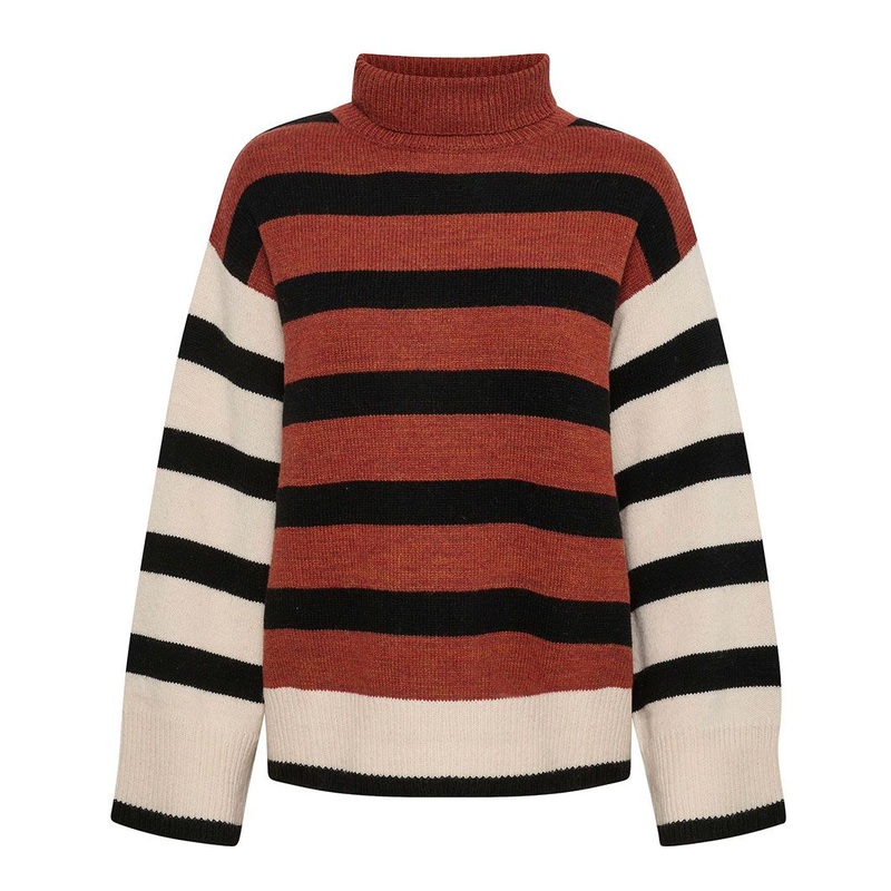 Smoked Paprika Wool Sweater Stripe Pullover Sweater for Winter – Stripe Sweater and Pullover Sweater price|S