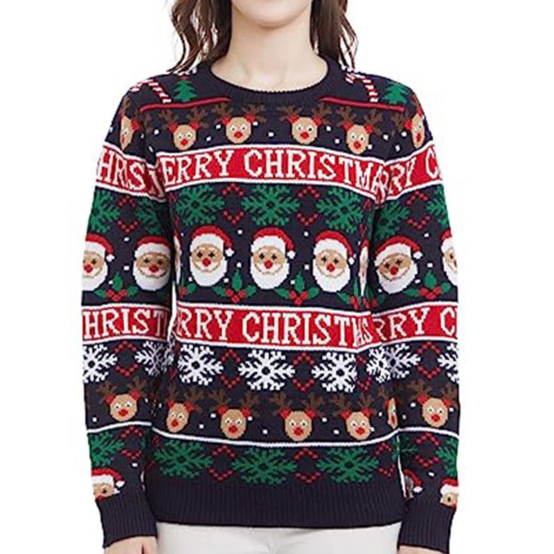 Ugly Xmas Knit Tops Custom Jacquard Pullover Party Clothes Wholesale Christmas Sweater – Wholesale Christmas Sweater and Ugly Xmas Knit Tops price|S/M/L/Customized Size