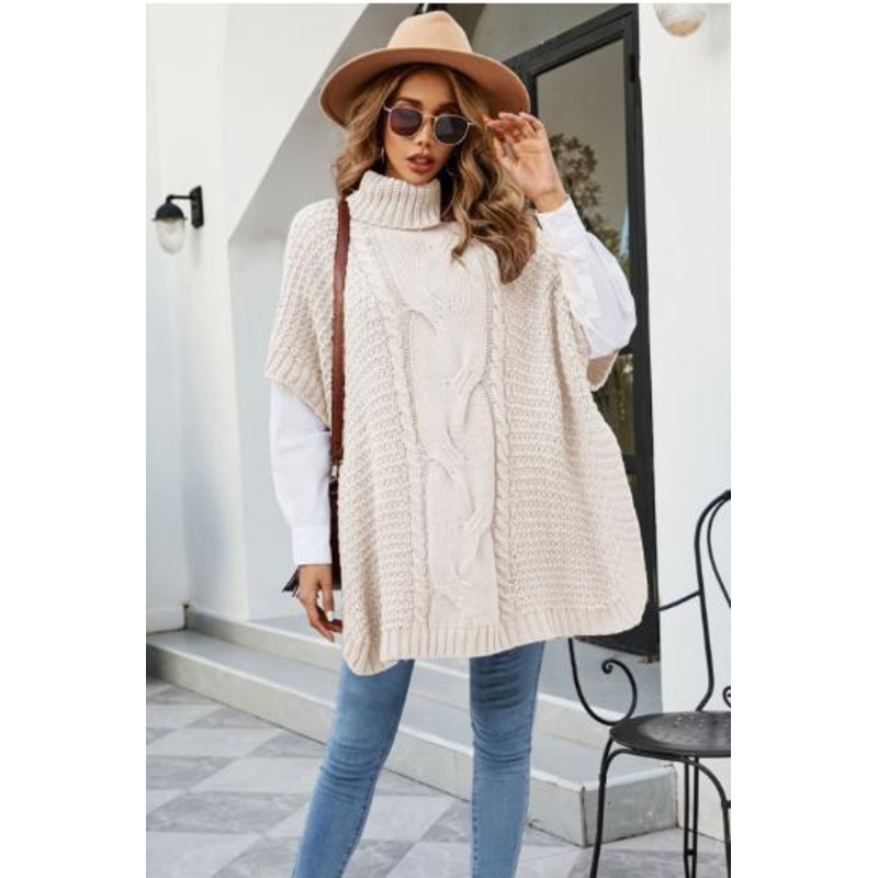 Women Solid Twisted Pattern Sleeveless Turtleneck Vest Sweater – Twisted Pattern Vest Sweater and Turtleneck Vest Sweater price|S