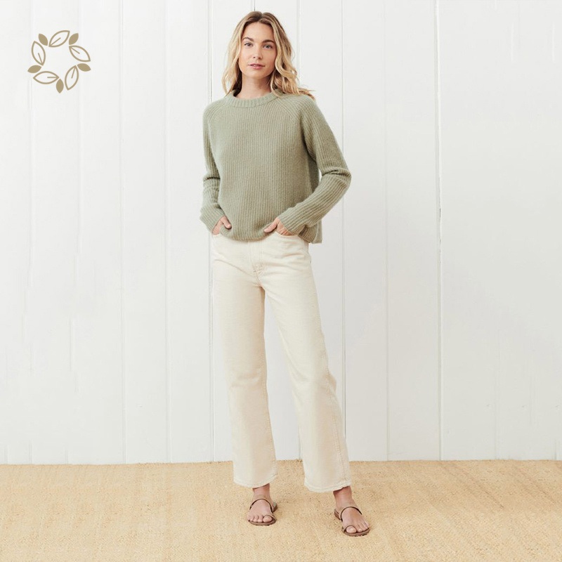 Womens Sweater Pullover Cotton Knitted Sweater Sustainable Ladies Pullover Sweater Eco Friendly Organic Cotton Rib Knit – Sweater and Knit Crewneck price|S