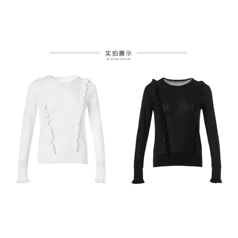 Womens Wear Spring New European and American Sweater Loose Base Top Flounce Short Sweater Woman – Thin Knit Pullover and Womens Short Sweater price|S