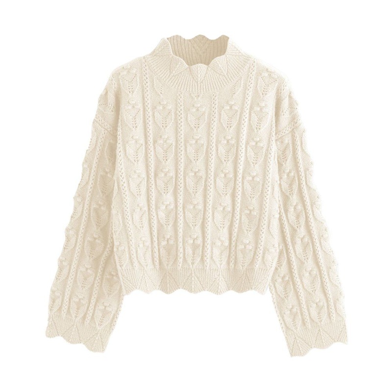 Womens Winter Pullover Hollow Design Jacquard Solid Colour Turtleneck Sweater – Ladies Sweater and Customized Factory Sweaters price|S/M/L/Customized Size