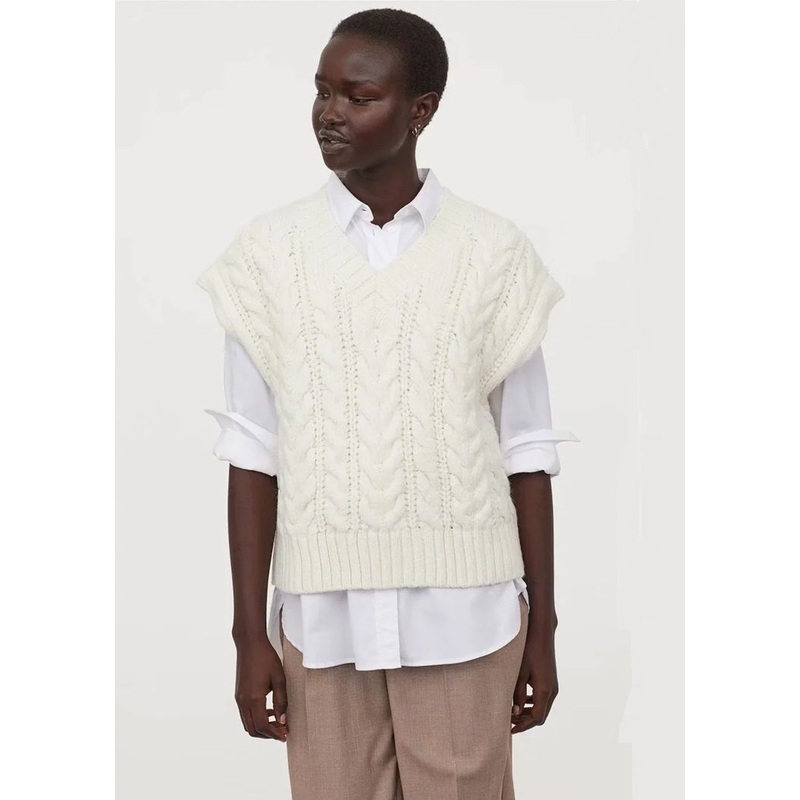 Cable Knit Women Sweater Vest Women Luxury Casual Sleeveless Oversized Vest Sweater – Women Clothes and Clothing price|S