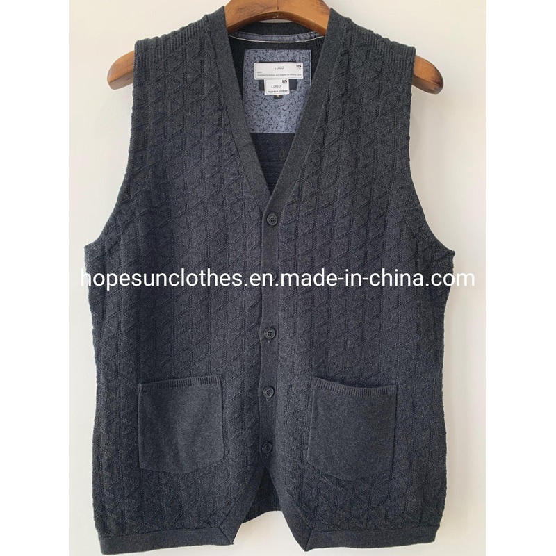 China Factory Men V Neck Jacquard Button Pocket Cardigan Knitwear Sweater – Sweater and Knitwear price|S