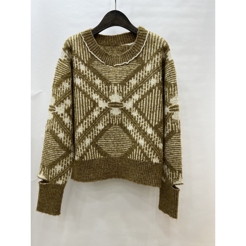 Custom Loose Knitwear Knitted Wool Sweater Pullover Winter Crew Neck Sweater Tops for Women – Sweater and Knitted Pullovers price|S