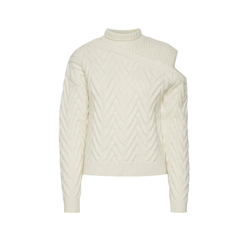 Fashion Design off The Shoulder Turtleneck Women Wool Sweater Loose Knitting Pullover – Sweater and Pullover price|S