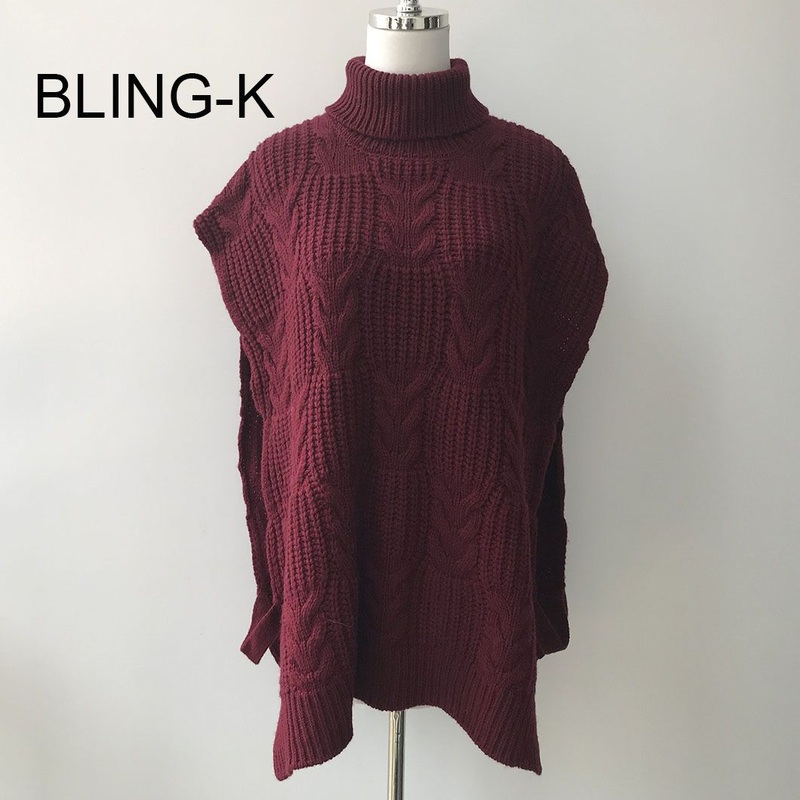 High Collar Wine Red Cable Knit Warm Vest Lady Sweater – Knitted Sweater and Cozy Sweater price|S