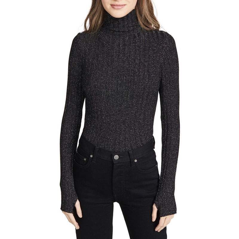 Shimmering Metallic Ribbed Knit Long Sleeve Turtleneck Sweater – Crop Sweater and Turtle Neck Sweater price|S