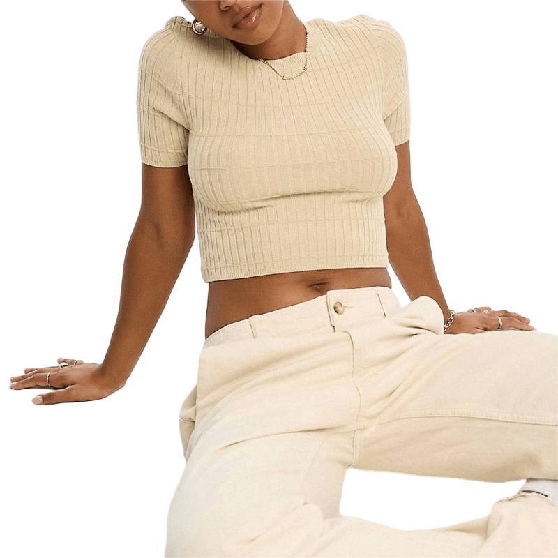 Solid Colour Plus Size Womens Custom Jumper Summer Short Sleeve Pullover Top Knit Sweater – Customized Factory Sweaters price|S/M/L/Customized Size