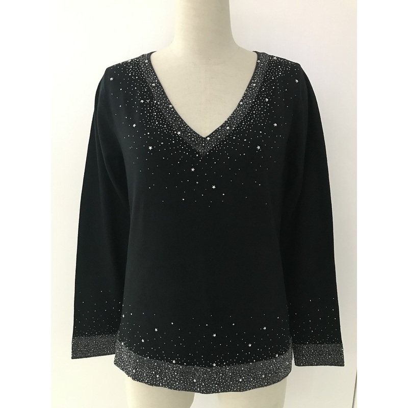 Womens New Fashion Long Sleeve V-Neck Hot Drilling Sweater – Knitwear Apparel Dresses and Cardigan Womensweater price|S, Customized