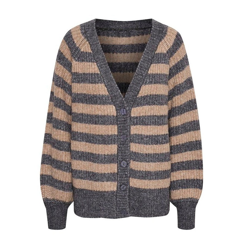 Wool Blend Striped Cardigan Sweater Knitted Sweater Women Clothing – Women Sweater and Cardigan Sweater price|S