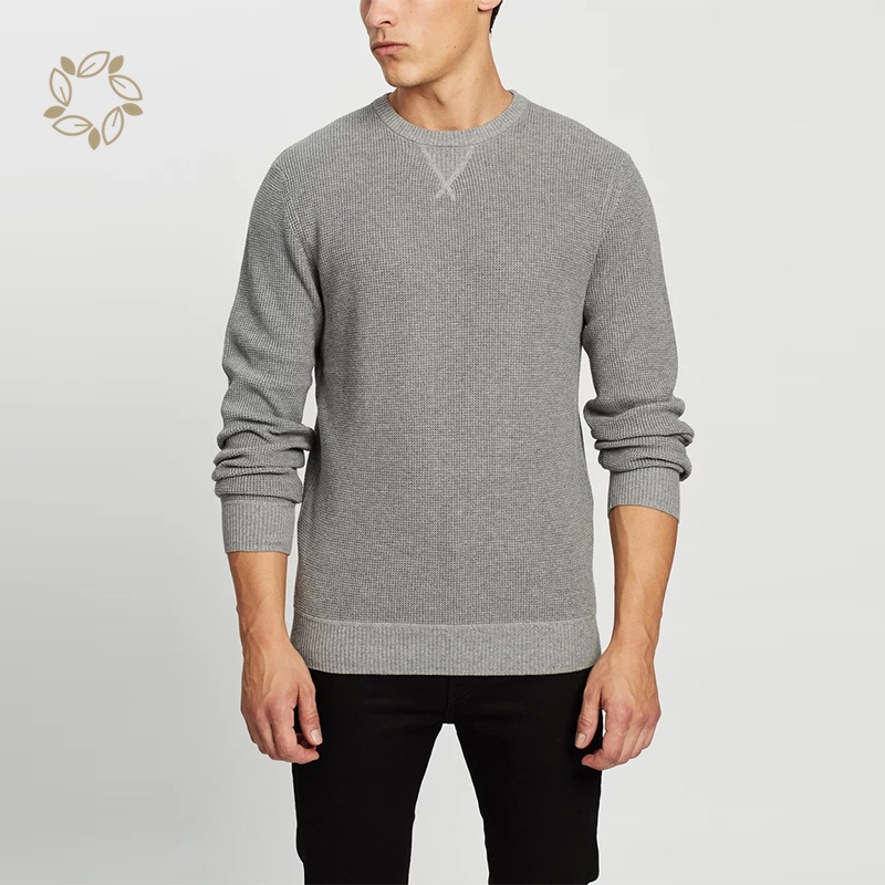 100% Organic Cotton Waffle Pullover Sustainable Waffle Mens Sweater Eco Friendly Waffle Knit Mens Jumper – Sweater and Knit Crewneck price|S