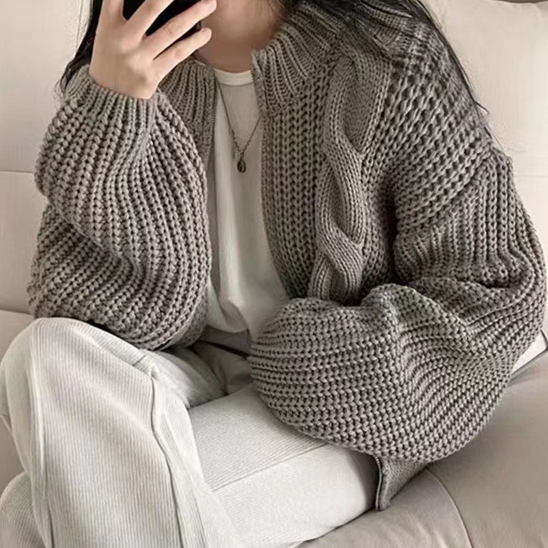 Cable Cardigan Crew Neck Knitted Sweater Women Clothing – Knitwear and Women Clothing price|S