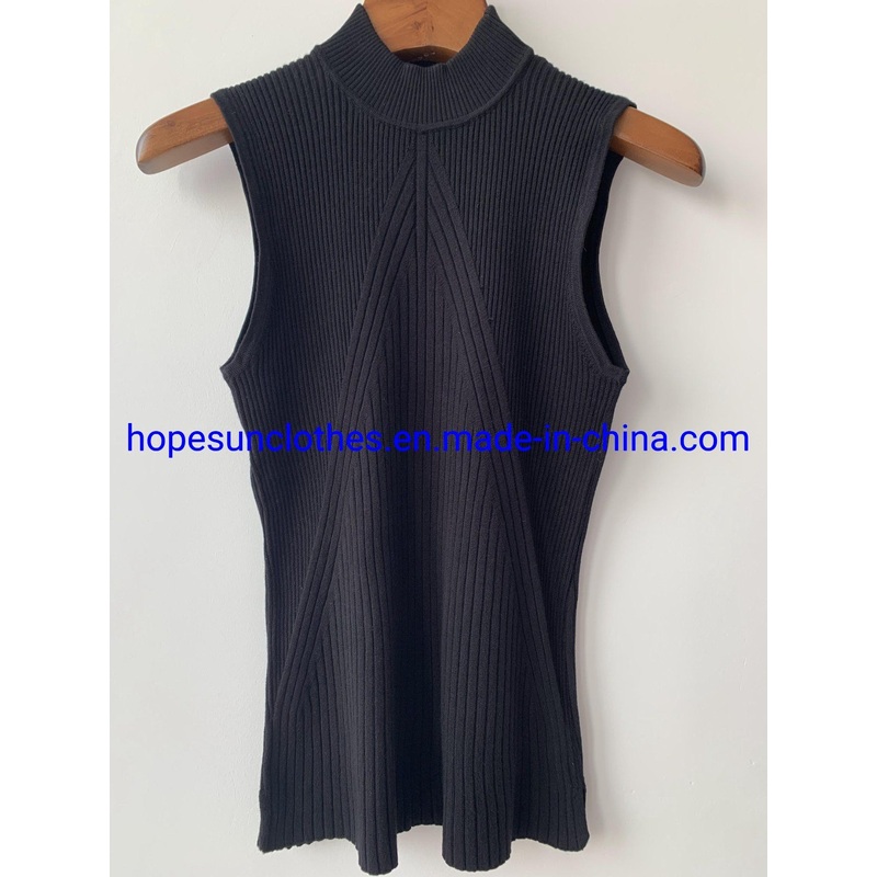China Factory Woman High Neck Patterned Sleeveless Vest Pullover Knitwear Sweater – Sweater and Knitwear price|S