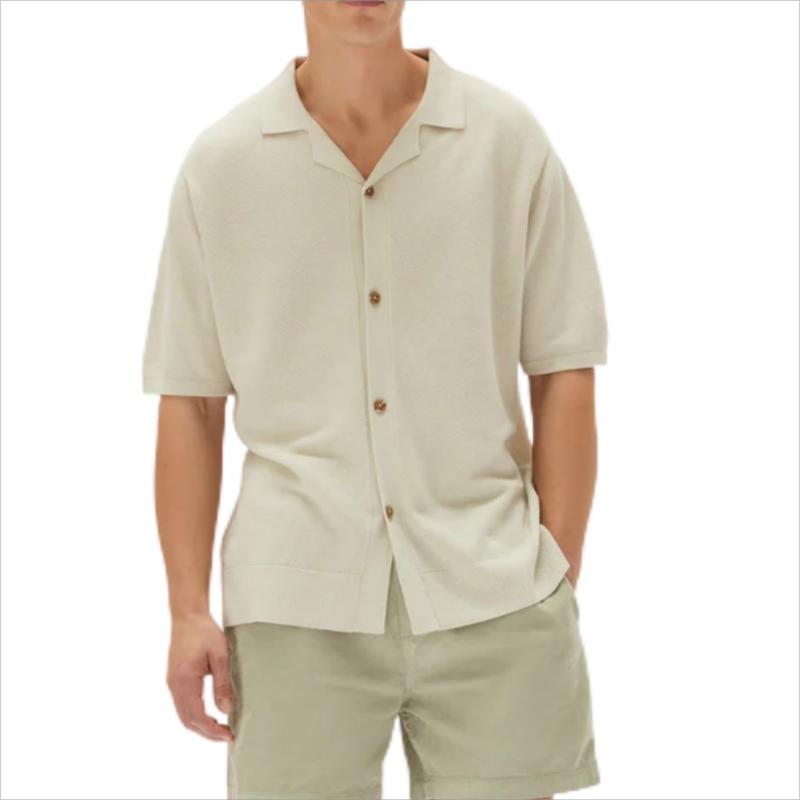 Custom Designer Sweater Men Sweatshirts Cotton Knitted Knitwear V-Neck Button Open Knit Short Sleeved Polo Shirt Mens Cardigan – Striped Sweater and Customized Factory Sweaters price|S, S/M/L/Customized Size