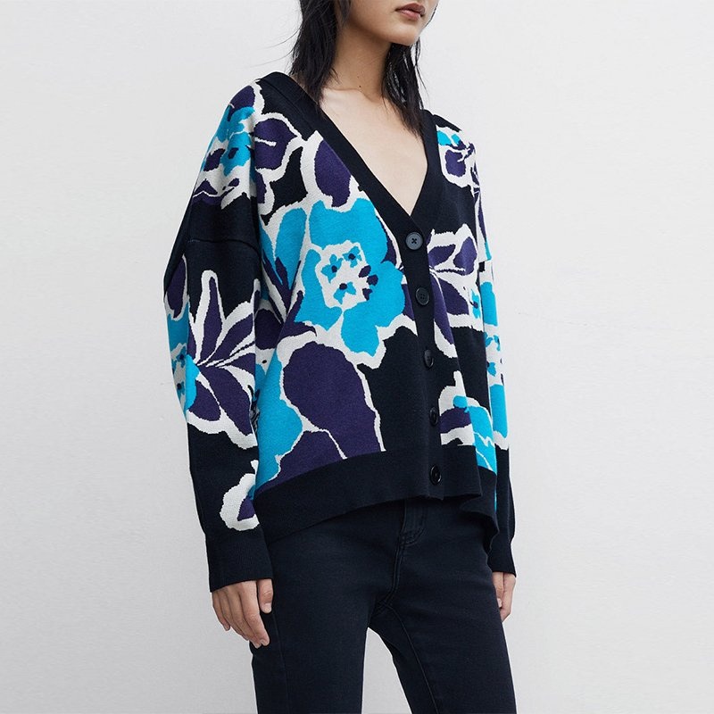 Custom Jacquard Sweater Women Knitwear Loose Women Cardigan – Ladies Sweater and Striped Sweater price|S, S/M/L/Customized Size