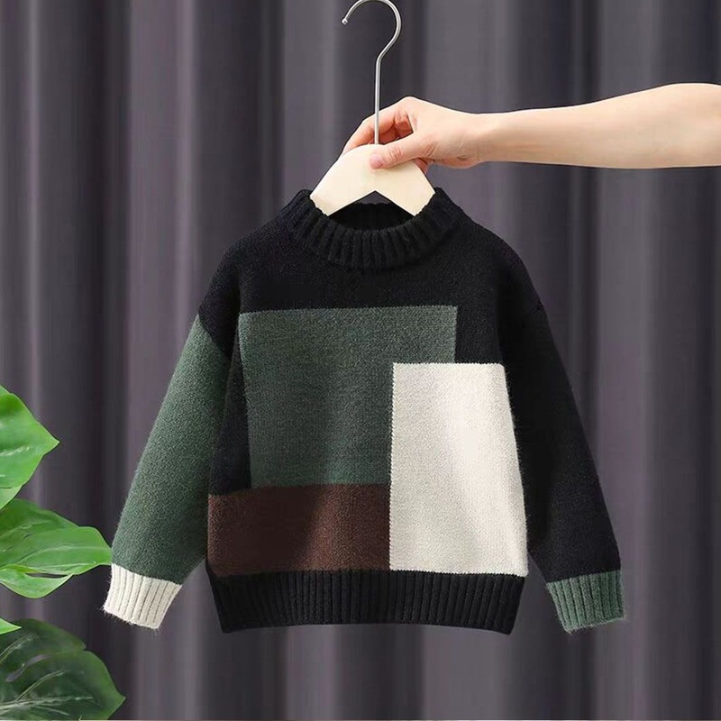 Fashion Intarsia Squard Wool Kids Sweater Crew Neck Knitted Boys Clothing – Knitwear and Kids Sweater price|S