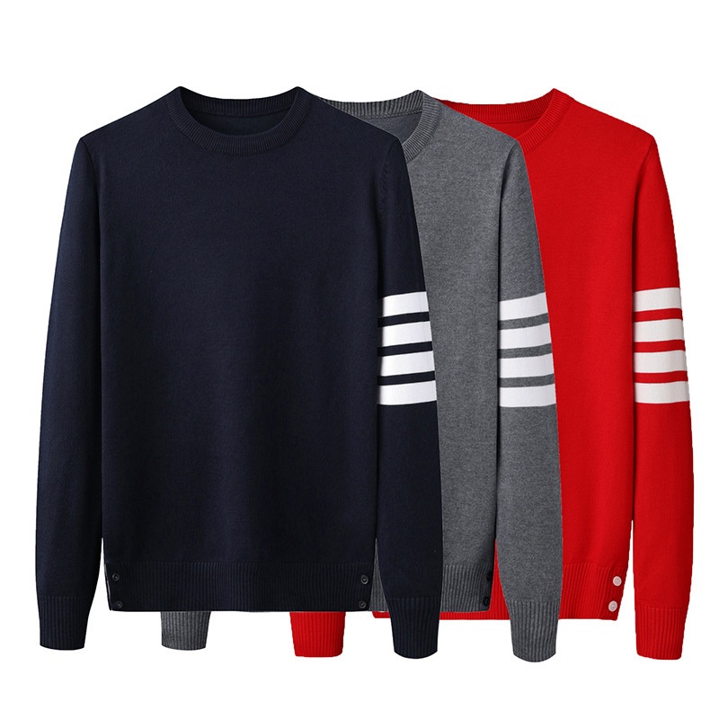 Newest Mens and Womens Cheap Price Dark Blue Stripe Casual Office Business Pullover Round Neck Long Sleeve Sweaters/Jerseys/Sweater/Jersey – Sweater and Mens Sweater price|S