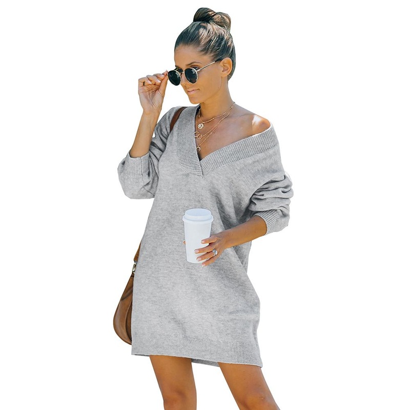 Stylish Sweater Dresses Casual Female Ladies Cable Knitted Sweater Dress for Women – Sweater Dress and V Neck Sweater price|S, S, M, L, XL