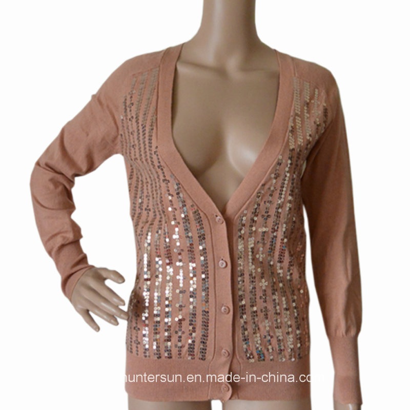 Women Cardigan with Sequin Fashion Sweater Knitwear (HS50115) – Sweater and Women Cardigan Sweater price|S
