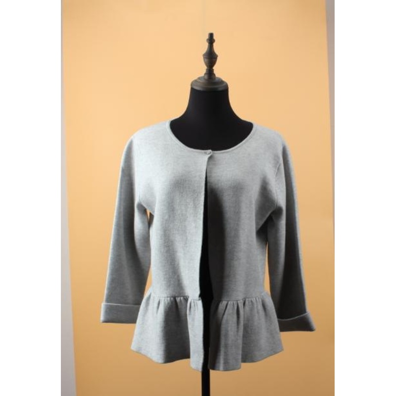Young Ladies Long Sleeve Round Neck Knit Cardigan with Ruff Hem Sweater out Coat Knitwear – Ruff Hem Sweater and Hot Sell Knit Cardigan price|S
