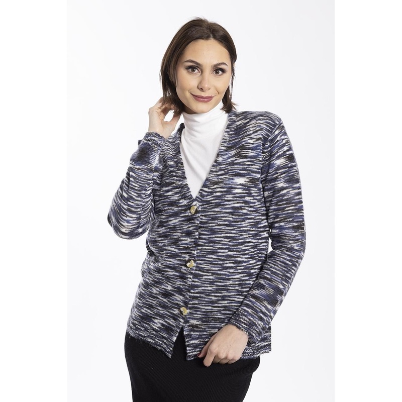 2022 Womens Fashion Knitted Melange V Neck Long Sleeve Button Cardigan – Womens Cardigan and Womens Knitwear price|S