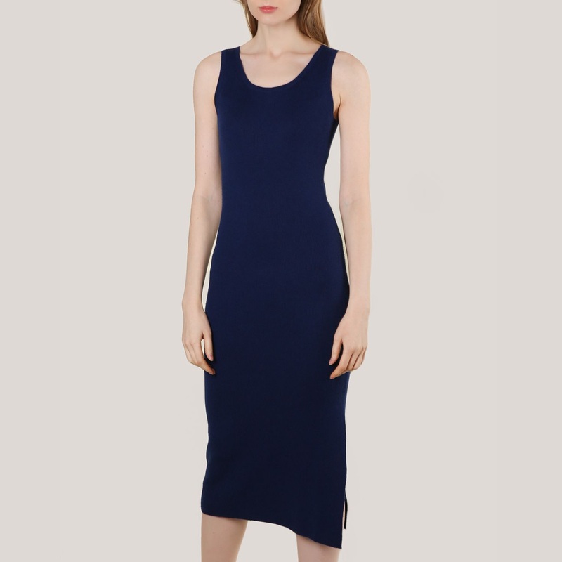 Cashmere Crew Neck Navy Gown Without Sleeves – Cashmere Sweater and Women Sweater price|S