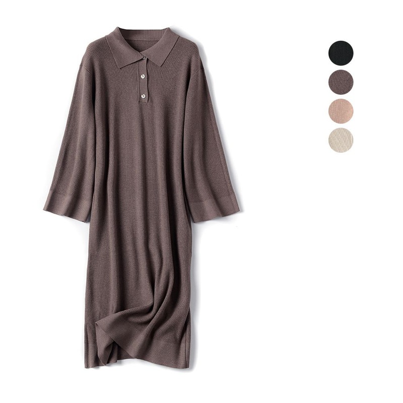 Factory Wholesale Polo Neck Knitted Dress Long Sleeve Fashion Desinger Sweater Dress – OEM Knitting and Knitted Clothes price|S, One Size, Customized Size