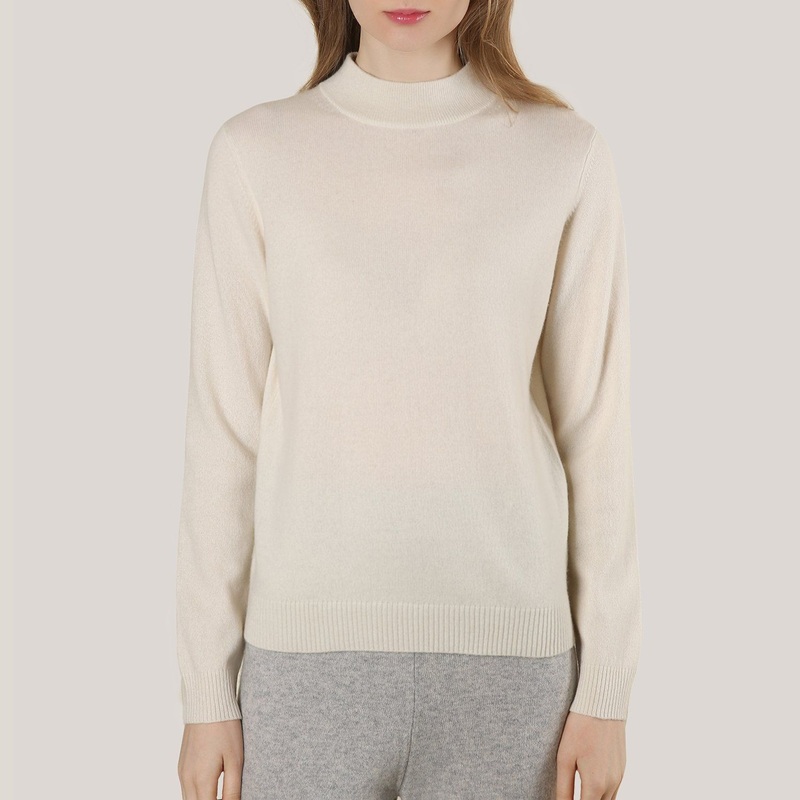 Womens Merino Wool White High Neck Jumper – Cashmere Sweater and Men Sweater price|M