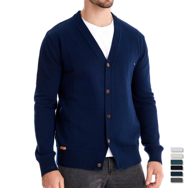 Autumn Street Winter Men Knitwear Clothing Long Sleeve V Neck Solid Color Casual Sweater Cardigan – Men Cardigan and Women Sweater price