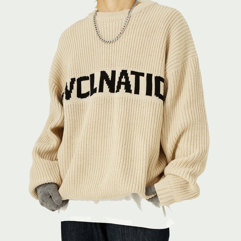Custom Logo OEM & ODM Mens Sweater Jacquard Letter Pullover Knitwear Winter Crew Neck Loose Oversized Knitted Sweater Men – Pullover Sweater and Cardigan Sweater price|<span style="font-size:16px;"><span style="color:|222222;"><span style="border:0px;p