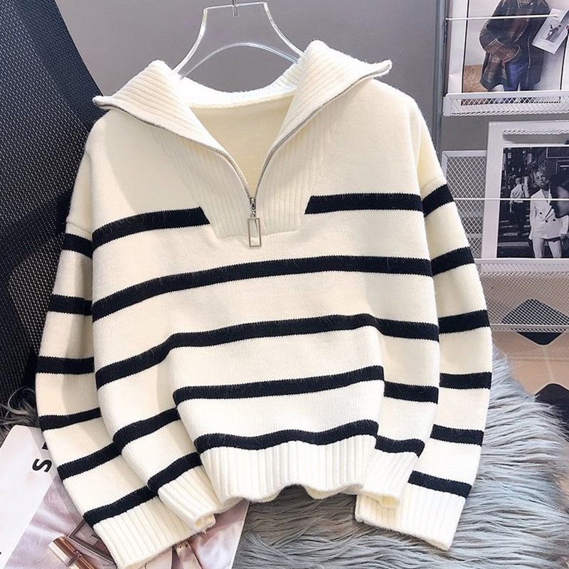 High Quality Autumn and Winter Thickened Inner Wear New Zipper Striped Bottoming Shirt Top Knitted Long Sleeve Sweater Pullover for Women – Womens Sweaters and Knitted Sweater price|<span><span><span><span><span><span><span><span><span><span><span><spa