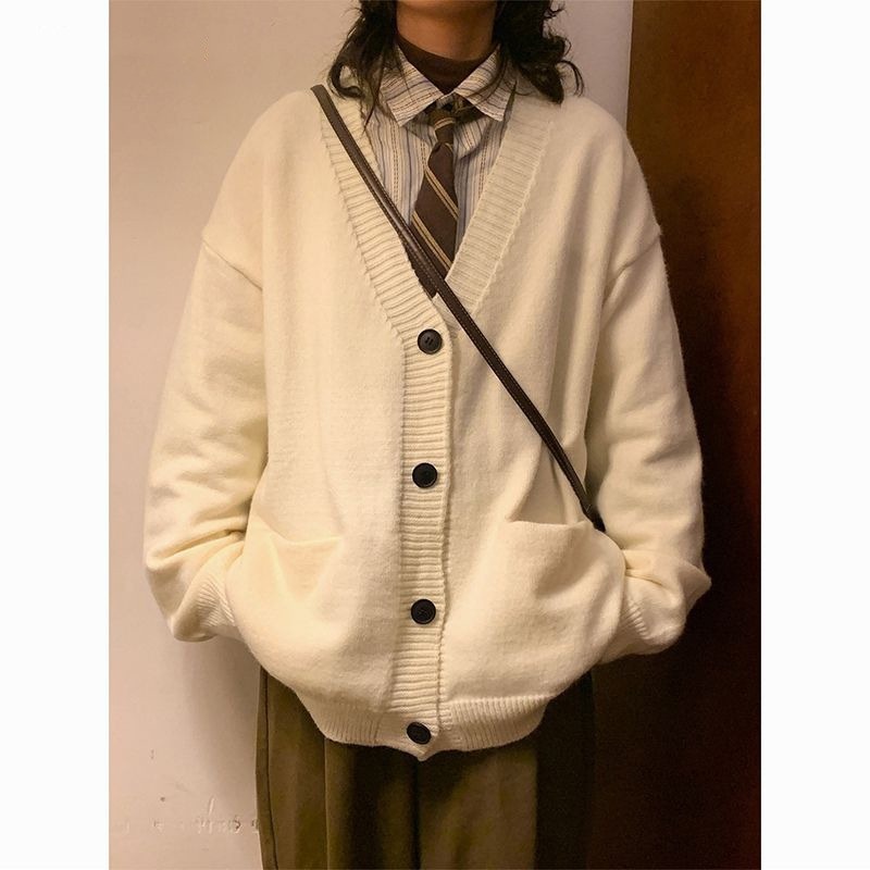 Knitted Cardigan Jacket Womens V-Neck Sweater Oversize Korean Loose Casual Top Knitwear – Knitted Sweater and Cardigan Knitwear price