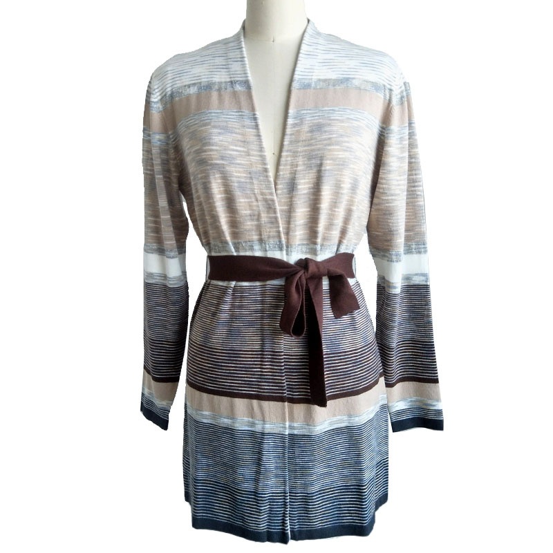 Spring & Autumn Mix Colour Casual Style Ladies Knitted Long Cardigan Comfortable Women Knitting Long Sleeve with Belt Sweater OEM Service – Sweater and Ladies Sweater price