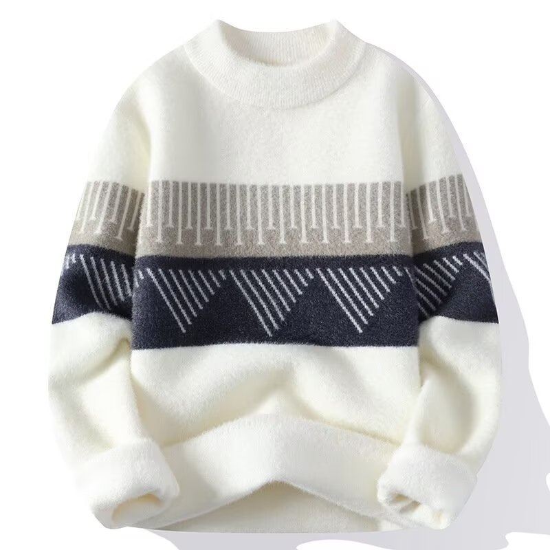 Thickened New Trendy Round Neck Knitted Sweater Soft Fashion Knitwear for Men – Mens Knitted Sweaters and Knitwear Men price