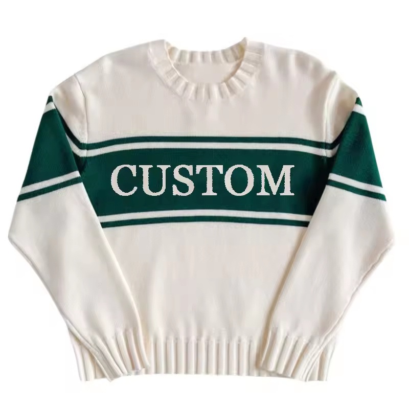 Wholesale Custom Jacquard Logo Cotton Womens Sweater Pullover High Quality Boutique Preppy Style Retro Striped Knitted Sweater – Custom Sweaters and Pullover Sweater price|<span><span><span><span><span><span><span><span><span><span><span><span><span><s