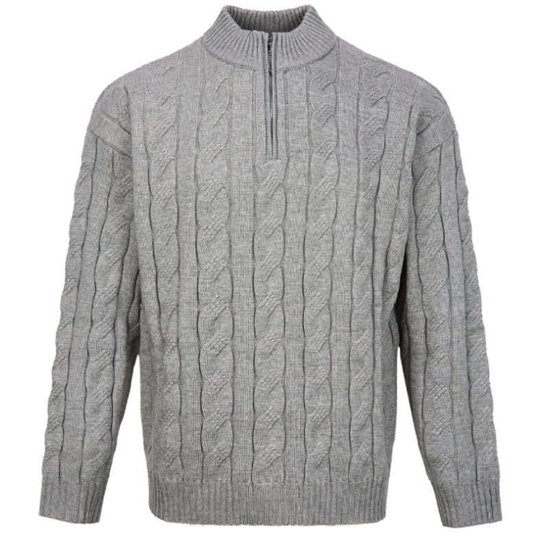 Wholesale Solid Color Half Zip Knit Sweater Cotton Long Sleeve Pullover Knitwear – Mens Knitted Sweaters and Knitwear Men price
