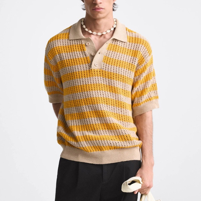 2023 Custom Spring Summer Short Sleeve Stripe Crochet Knitted Polo Sweater Shirt for Men – Pullover Sweater and Cardigan Sweater price|<span style="font-size:16px;"><span style="color:|222222;"><span style="border:0px;padding:0px;line-height:21px;">1 , Al