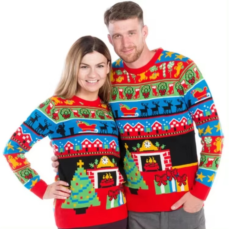 2024 Custom Jacquard Knitted Pullover Matching Ugly Christmas Sweater Family Green Acrylic Woman Christmas Jumper for Couple – Pullover Sweater and Cardigan Sweater price|<span style="font-size:16px;"><span style="color:|222222;"><span style="border:0px;p