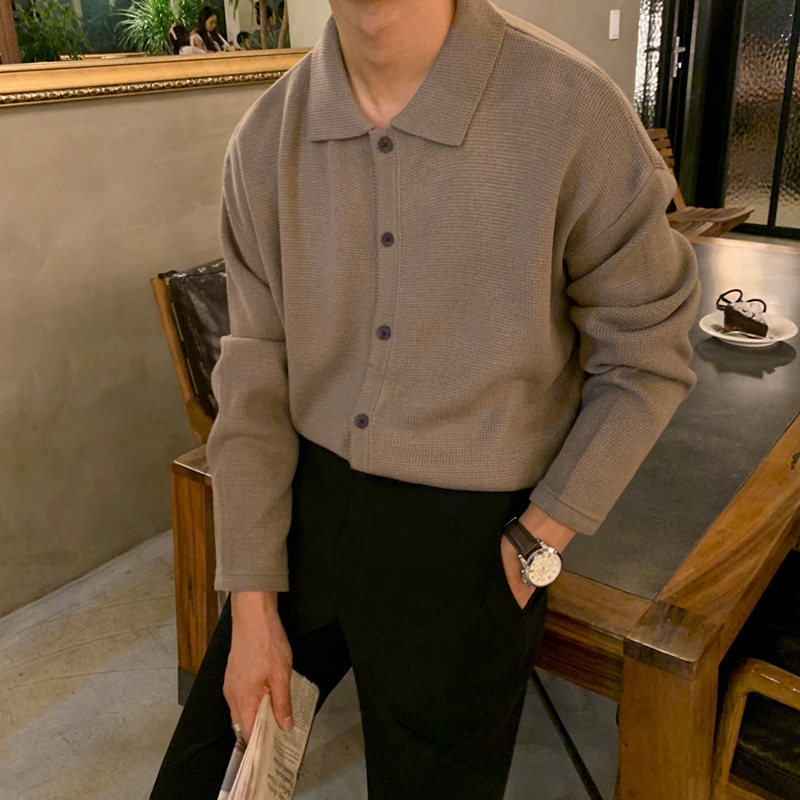 Design Basic Cardigan Sweater Men Casual Knitted Loose Long Sleeve Jumper Knitwear – Knit Sweater and Knitwear Men price
