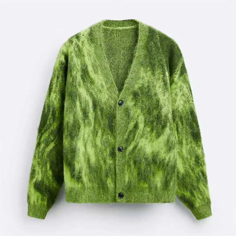 Fashionable Trend Single-Breasted V-Neck Cardigan Attractive Apple Green Jacquard Knit Cardigan Sweater for Men – Pullover Sweater and Cardigan Sweater price|<span style="font-size:16px;"><span style="color:|222222;"><span style="border:0px;padding:0px;li