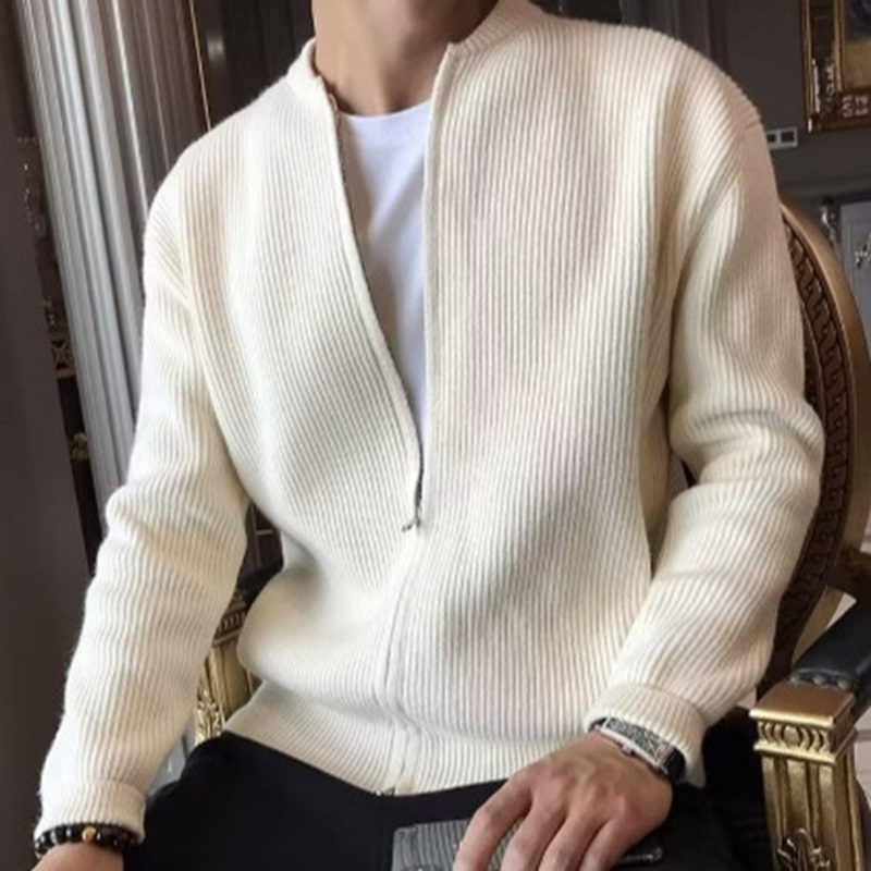 New Cardigan Sweater Mens Korean Double Zipper Knitted Slim Casual Jacket Knitwear – Knit Sweater and Knitwear Men price