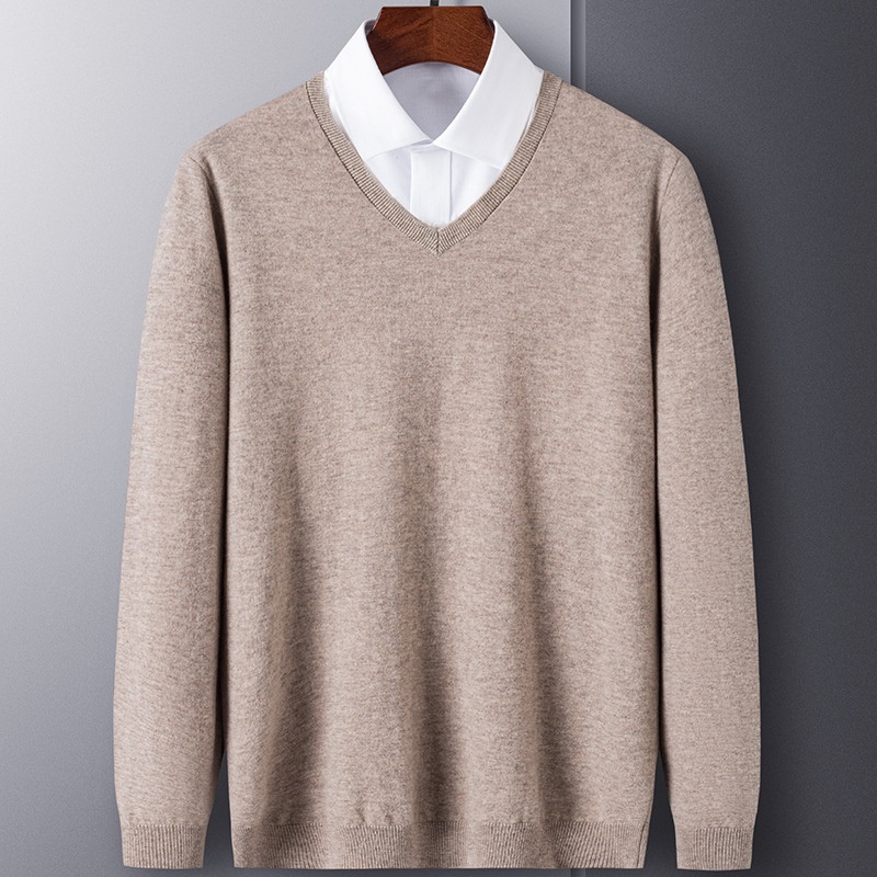 Wholesale Man Pullover Cotton Knit V-Neck Knitwear Long Sleeve Soft Comfortable Sweater – Mens Knitted Sweaters and Knitwear Men price