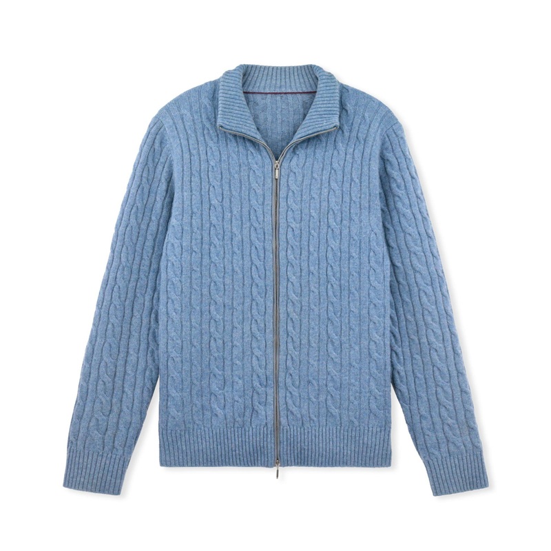 Winter Custom Ladies Women Knit Sweater Blue Long Sleeves Zip Cardigan Knitwear – Knit Sweater and Knitwear Women price